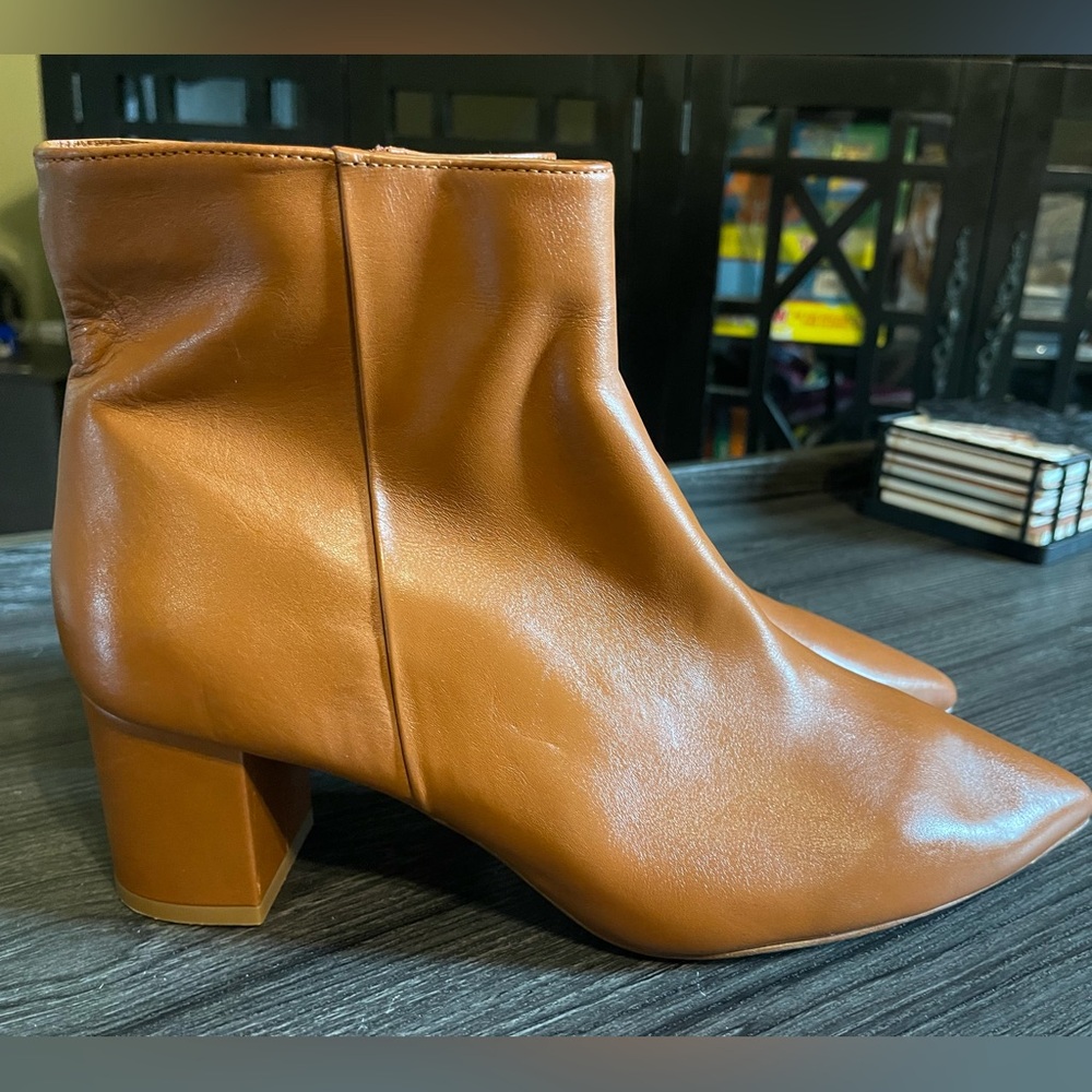 L’agence Jeanne II Pointed Toe Bootie Women's Luggage Brown Size 43